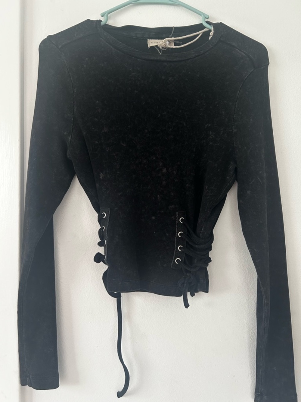 Gilded Intent Black Lace-Up Side Sweatshirt